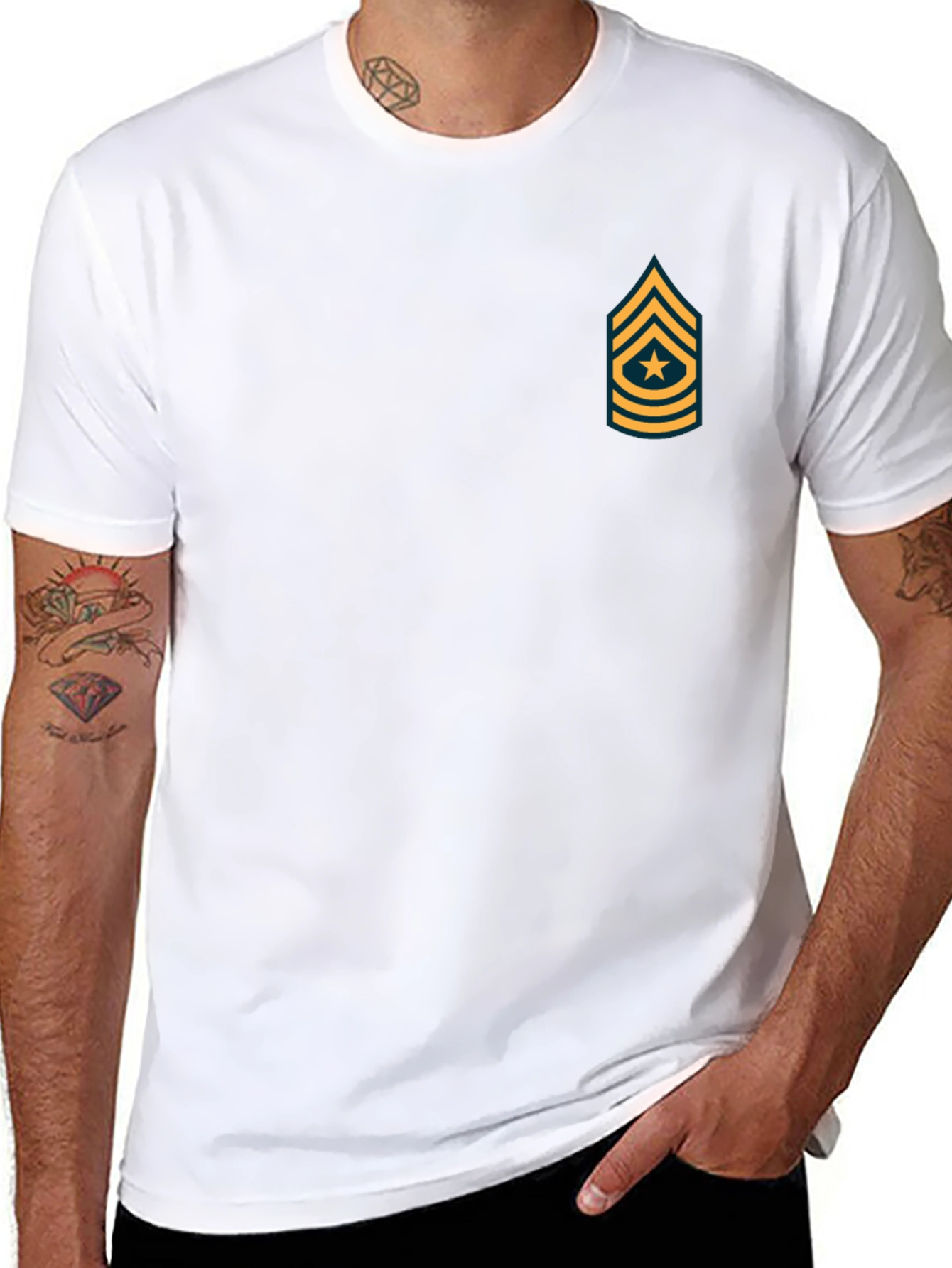 Black T-Shirt with Military Rank Graphic