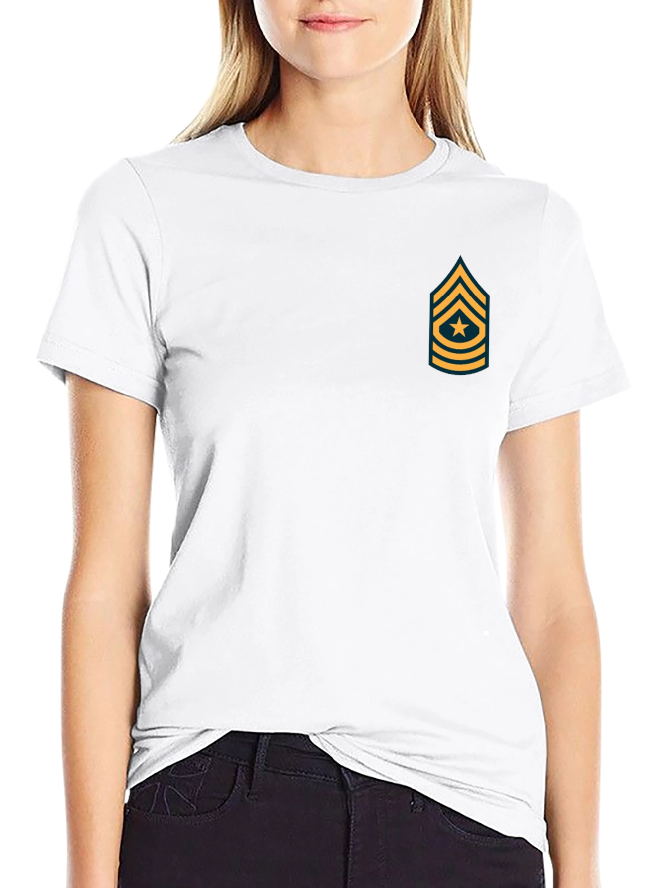 Black T-Shirt with Military Rank Graphic