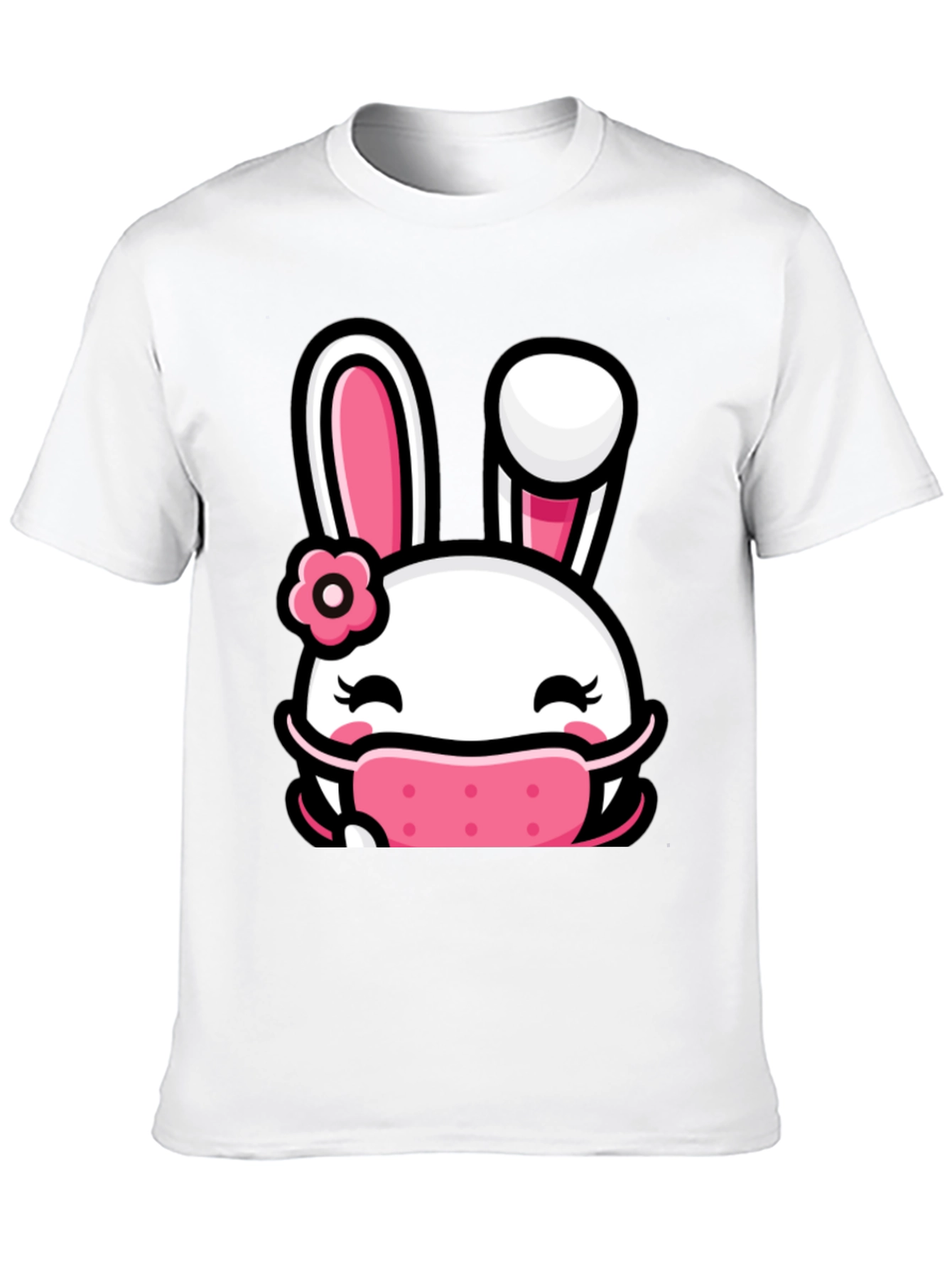Bunny Face Mask Graphic T-Shirt - Black