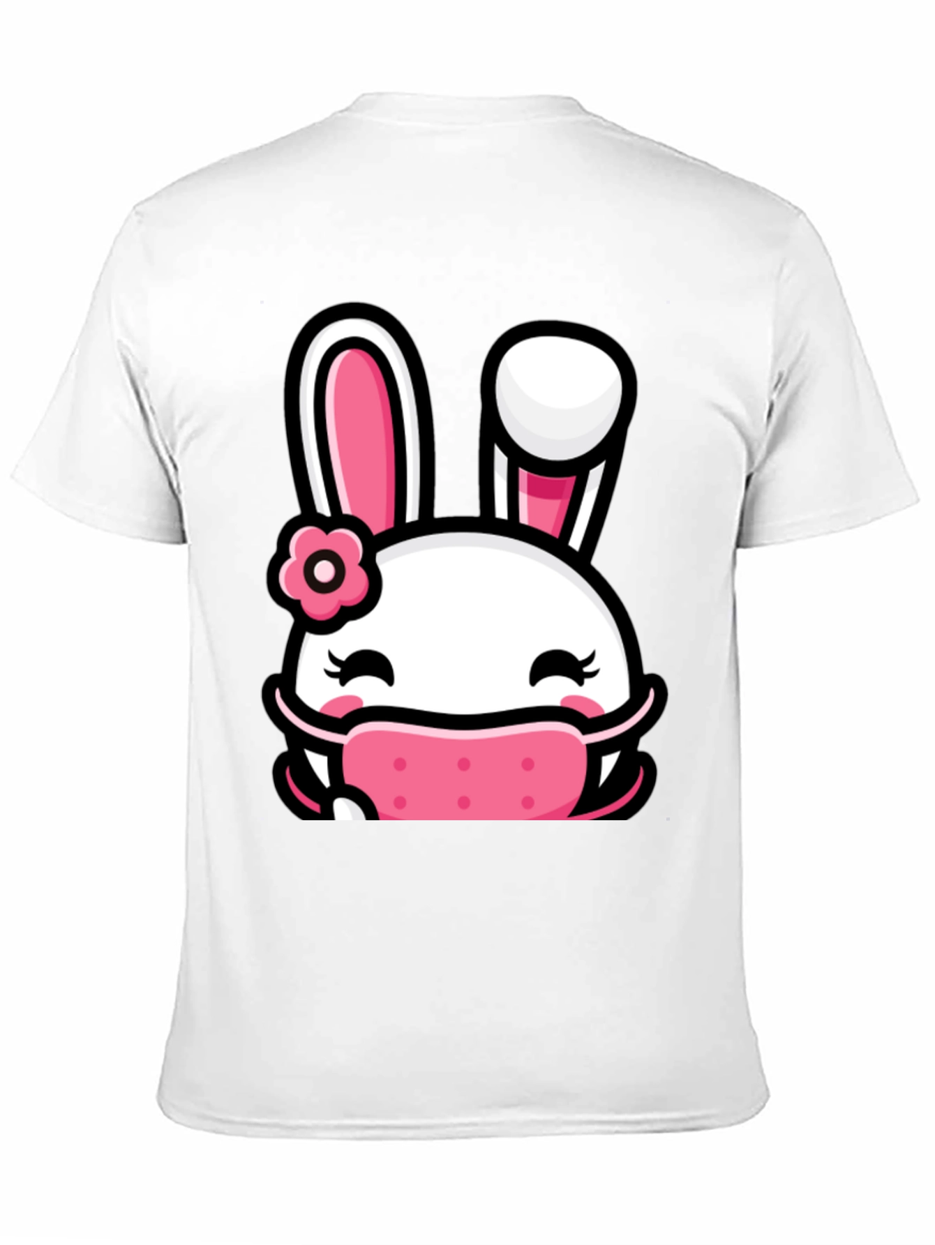 Bunny Face Mask Graphic T-Shirt - Black