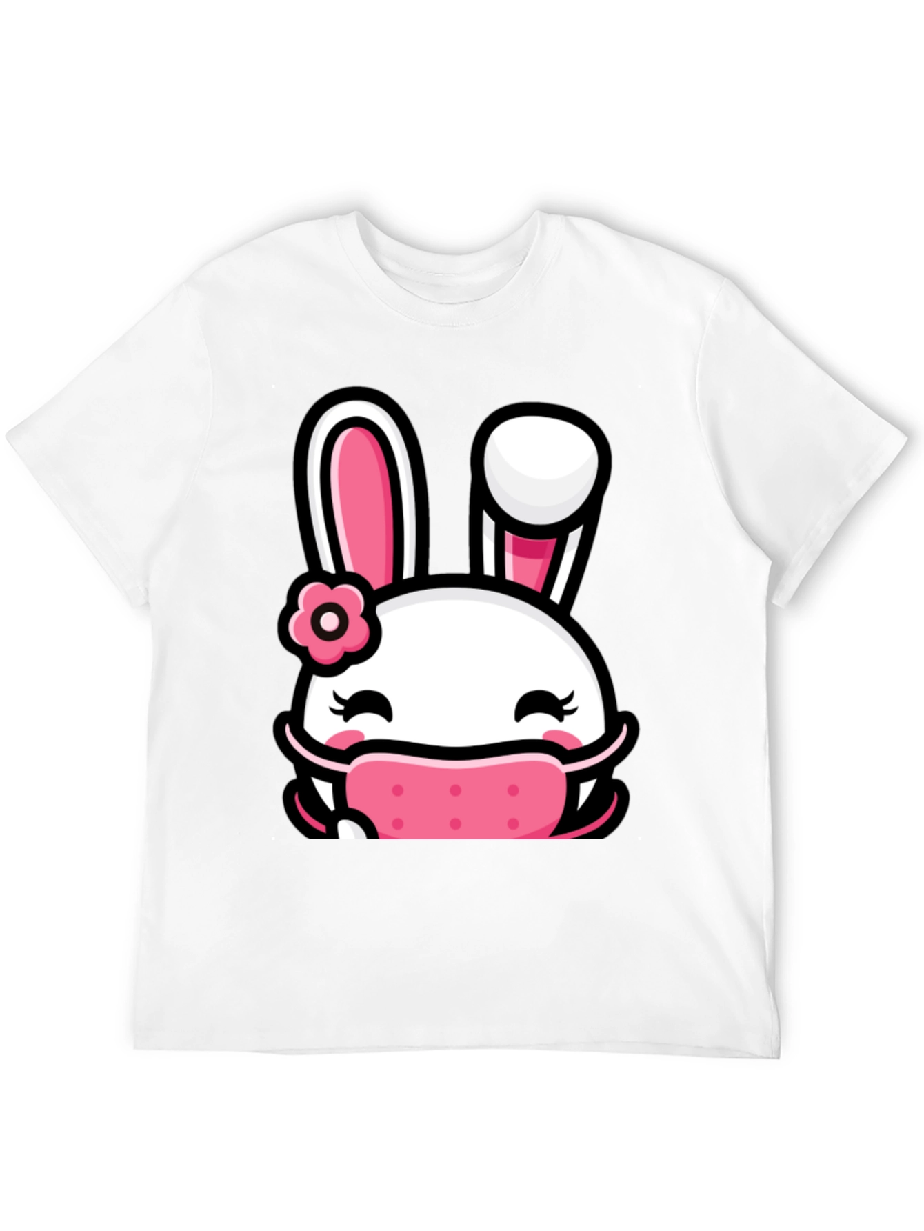 Bunny Face Mask Graphic T-Shirt - Black
