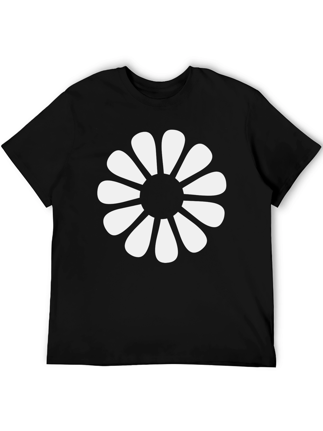 Black T-Shirt with Retro Floral Graphic