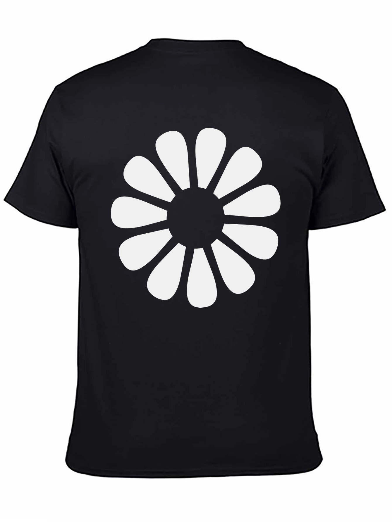 Black T-Shirt with Retro Floral Graphic
