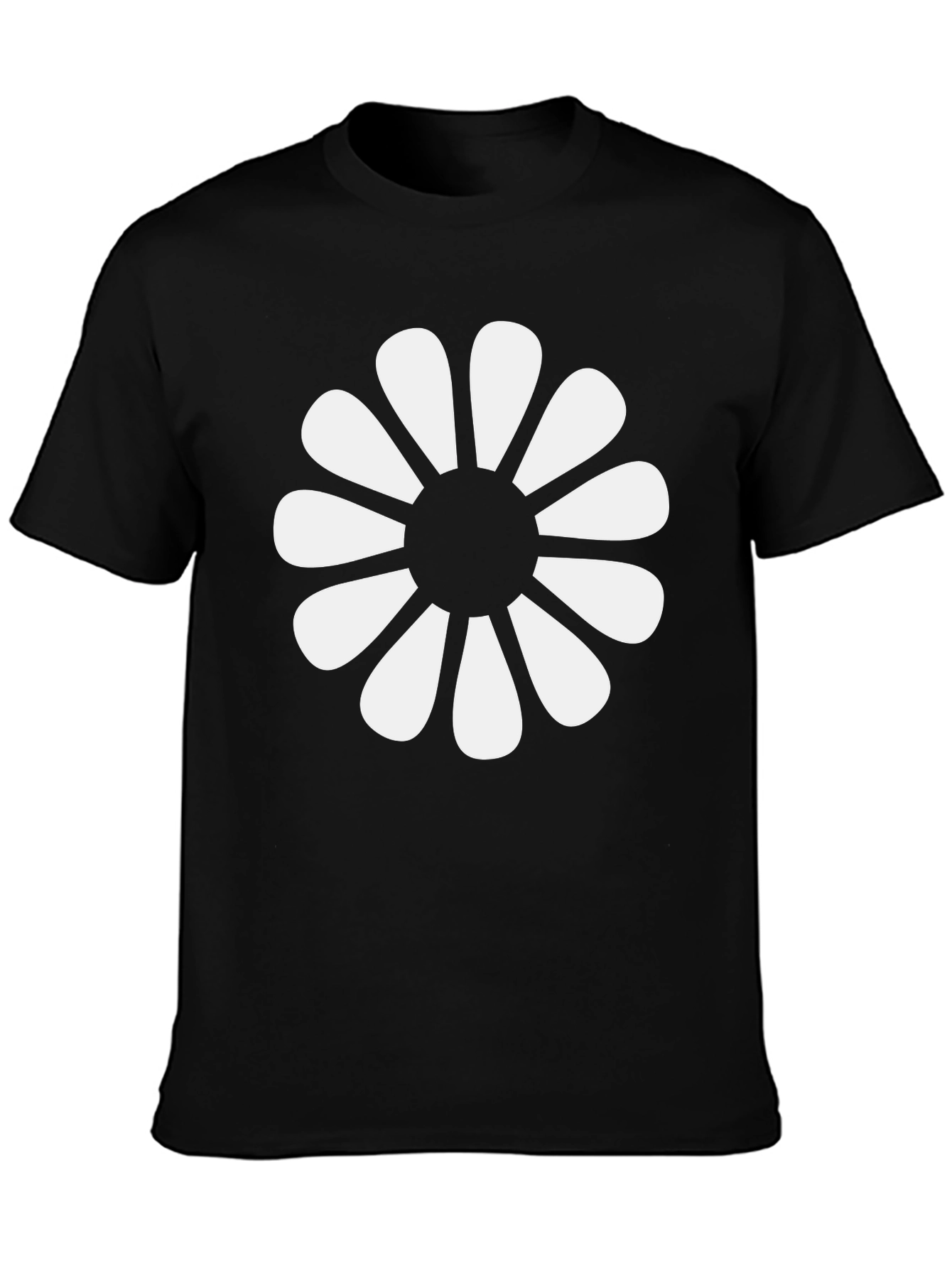 Black T-Shirt with Retro Floral Graphic