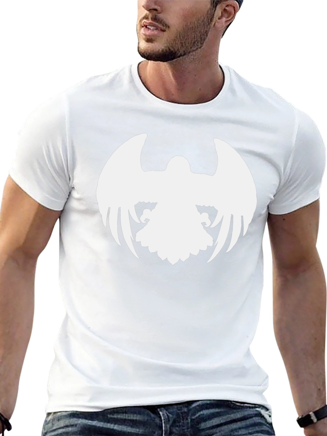 Black T-Shirt with White Eagle Design