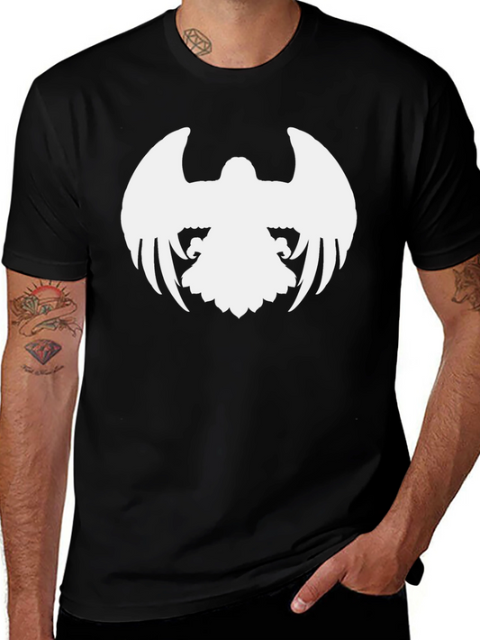 Black T-Shirt with White Eagle Design