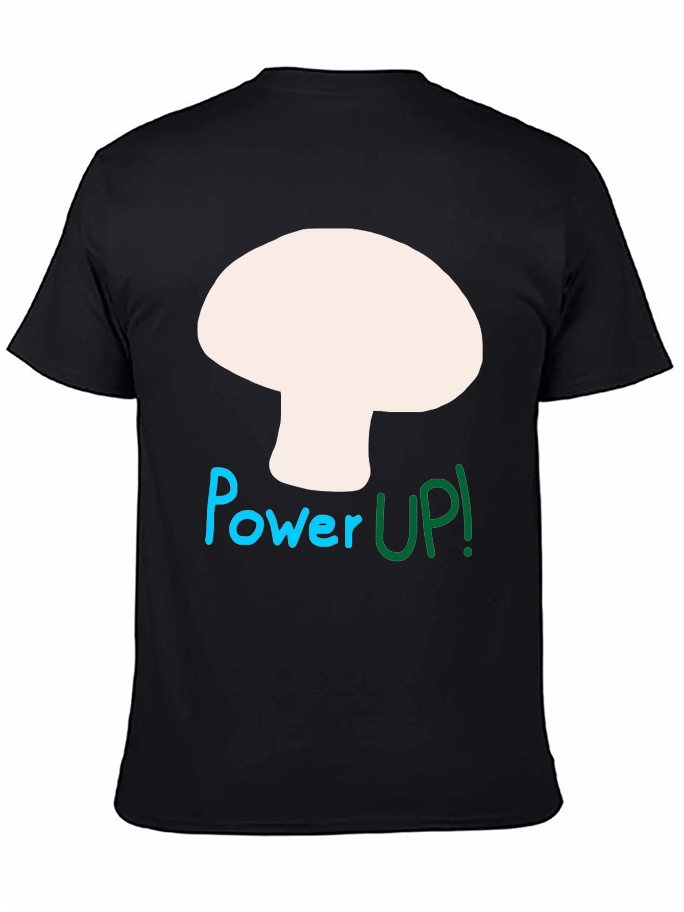 Power Up Mushroom Graphic Tee - Black Cotton Blend