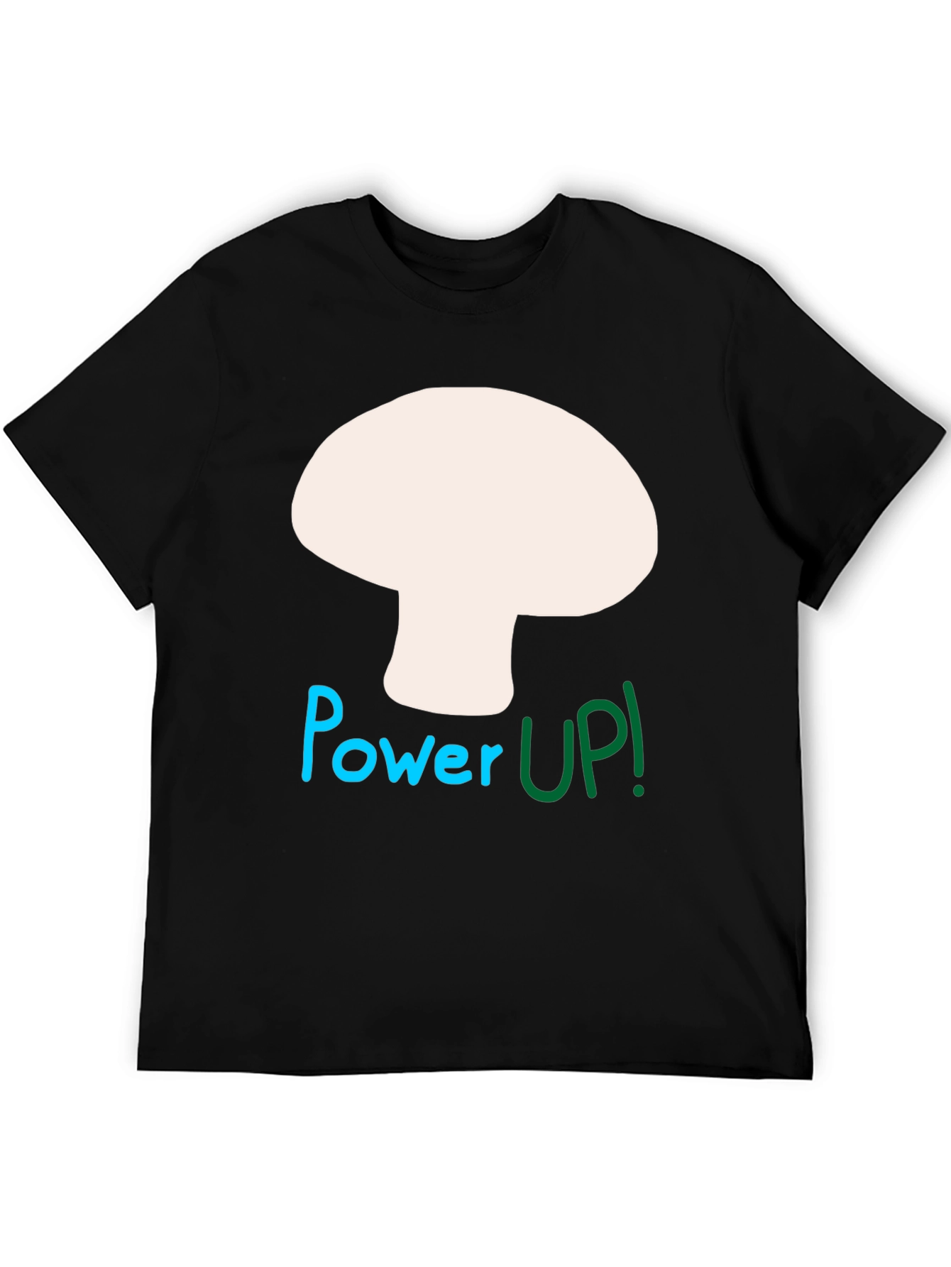 Power Up Mushroom Graphic Tee - Black Cotton Blend