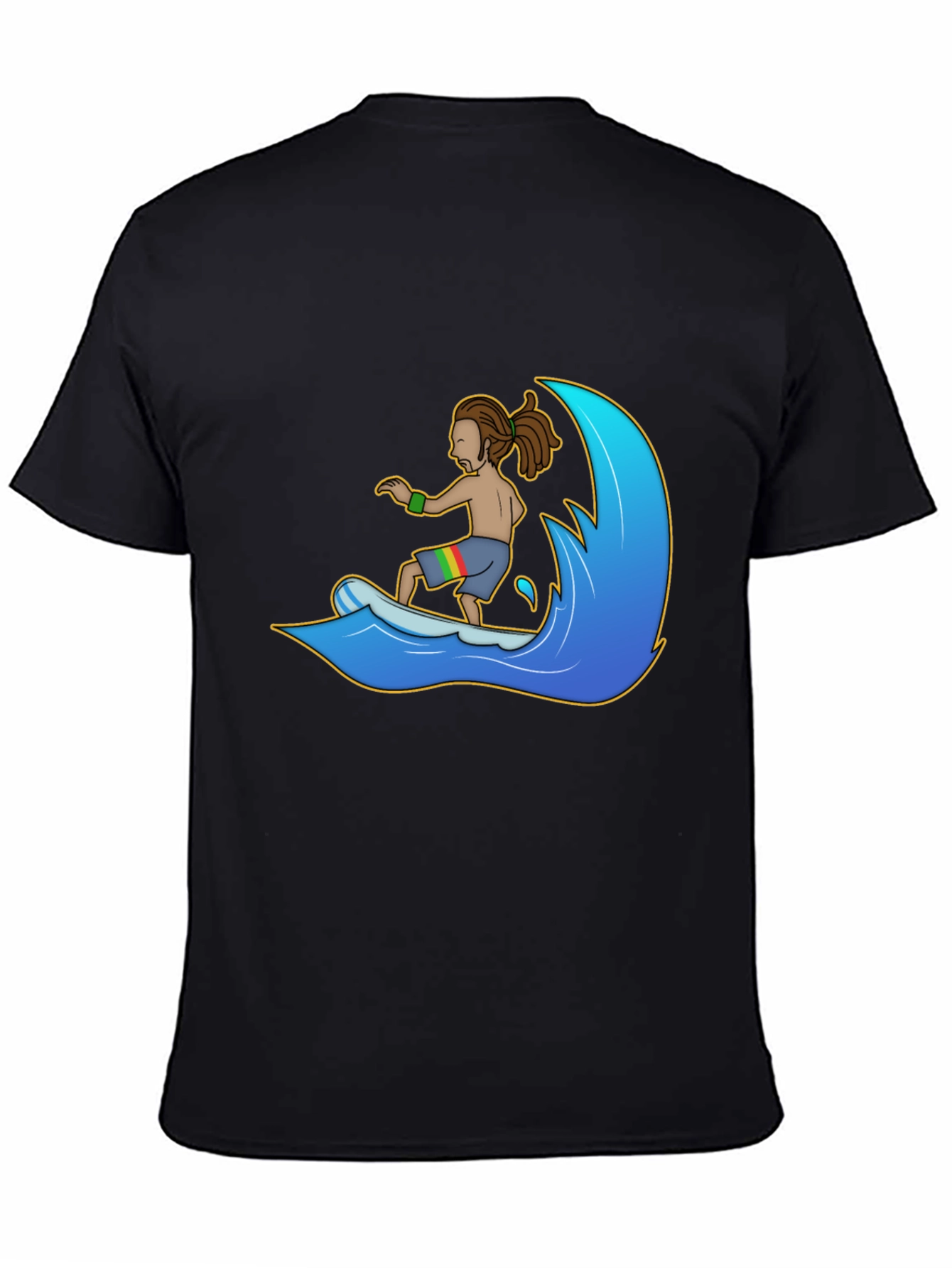 Rasta Surfer Graphic Tee - Black