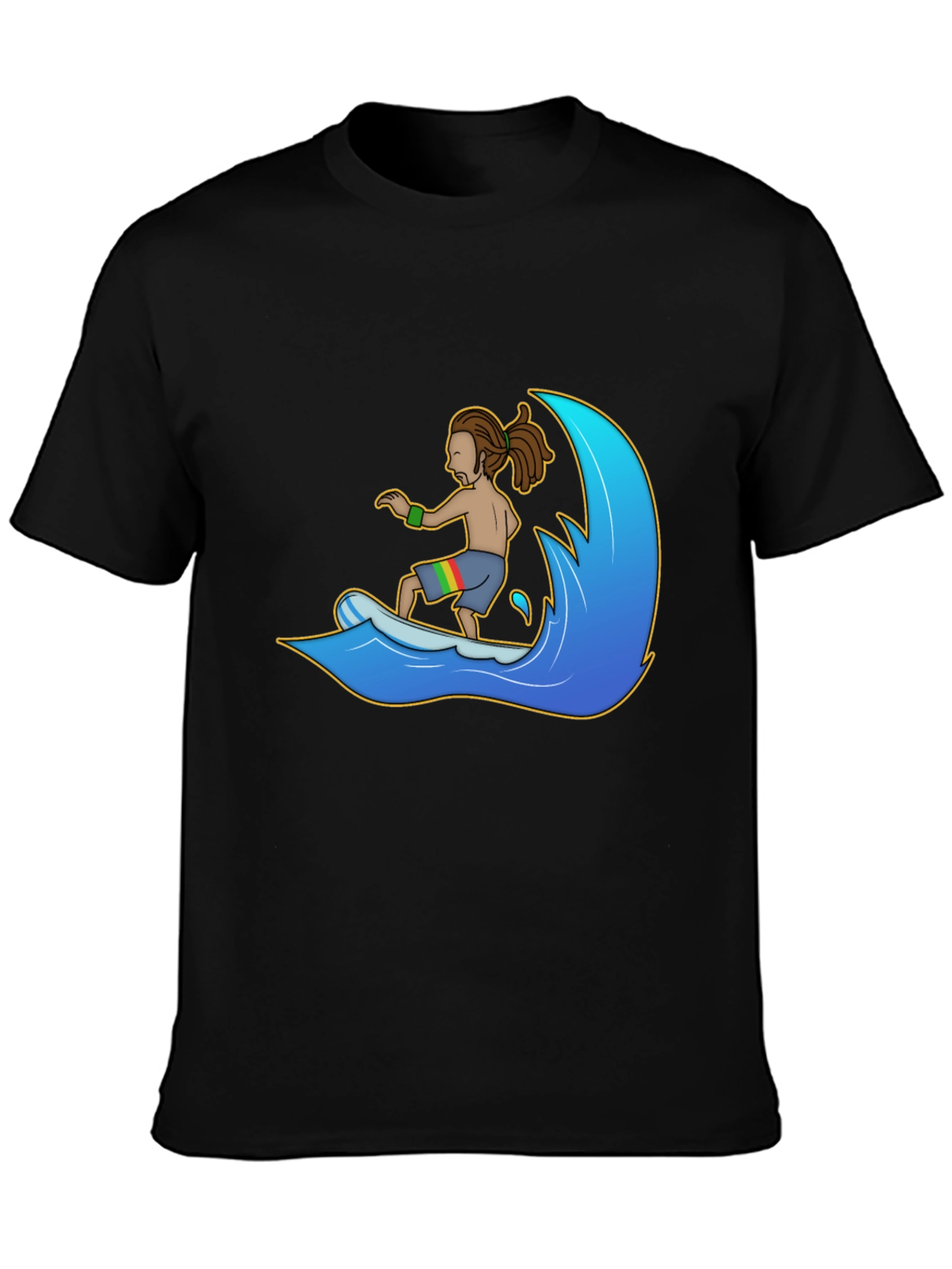 Rasta Surfer Graphic Tee - Black