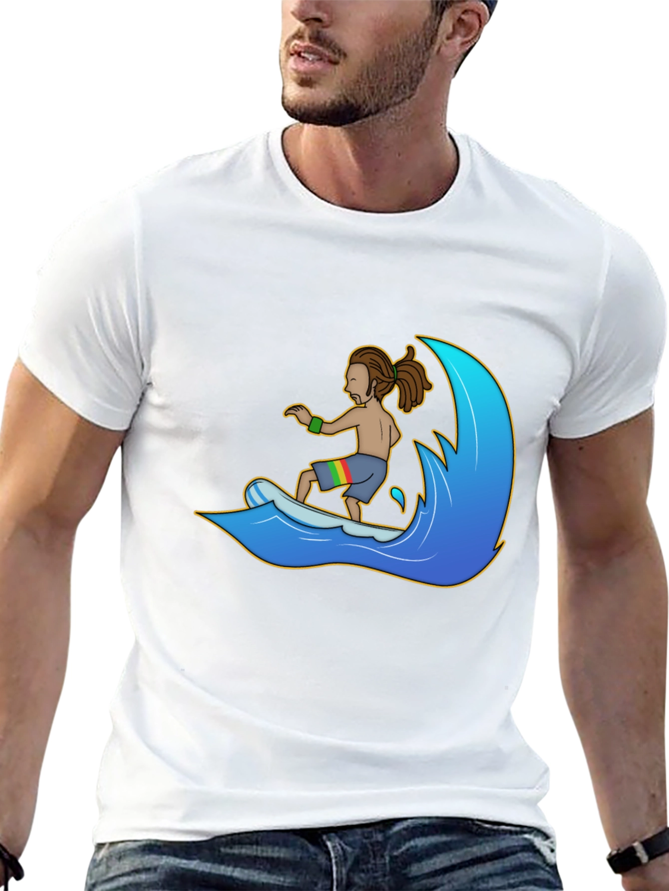 Rasta Surfer Graphic Tee - Black