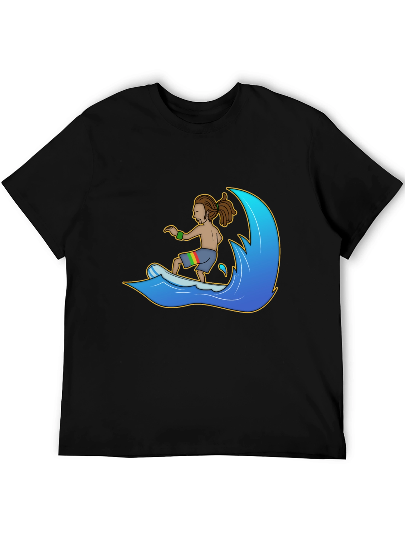 Rasta Surfer Graphic Tee - Black