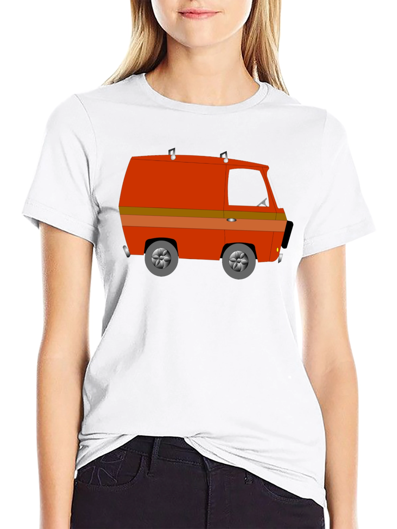 Retro Van Graphic Tee - Black Crew Neck