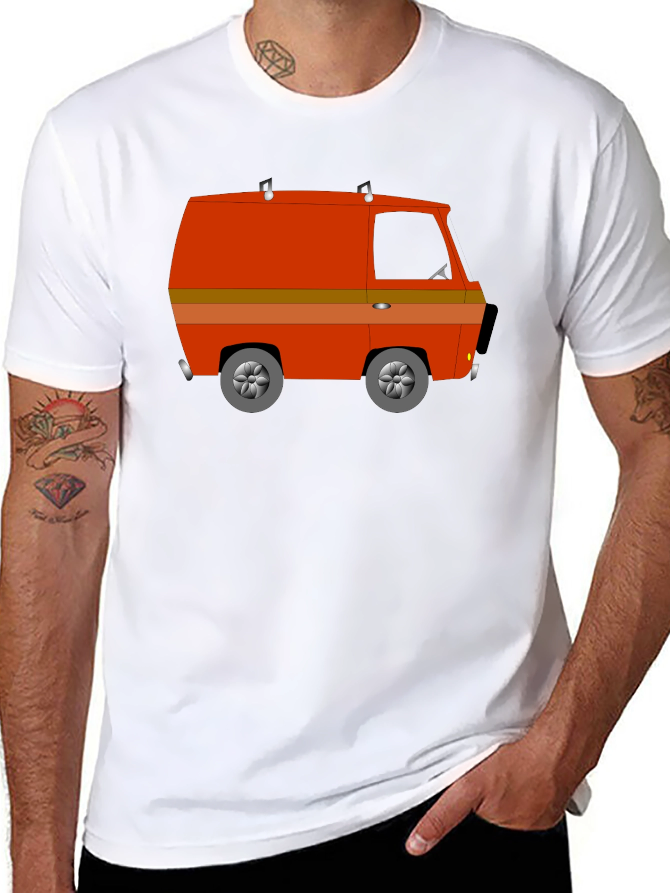 Retro Van Graphic Tee - Black Crew Neck