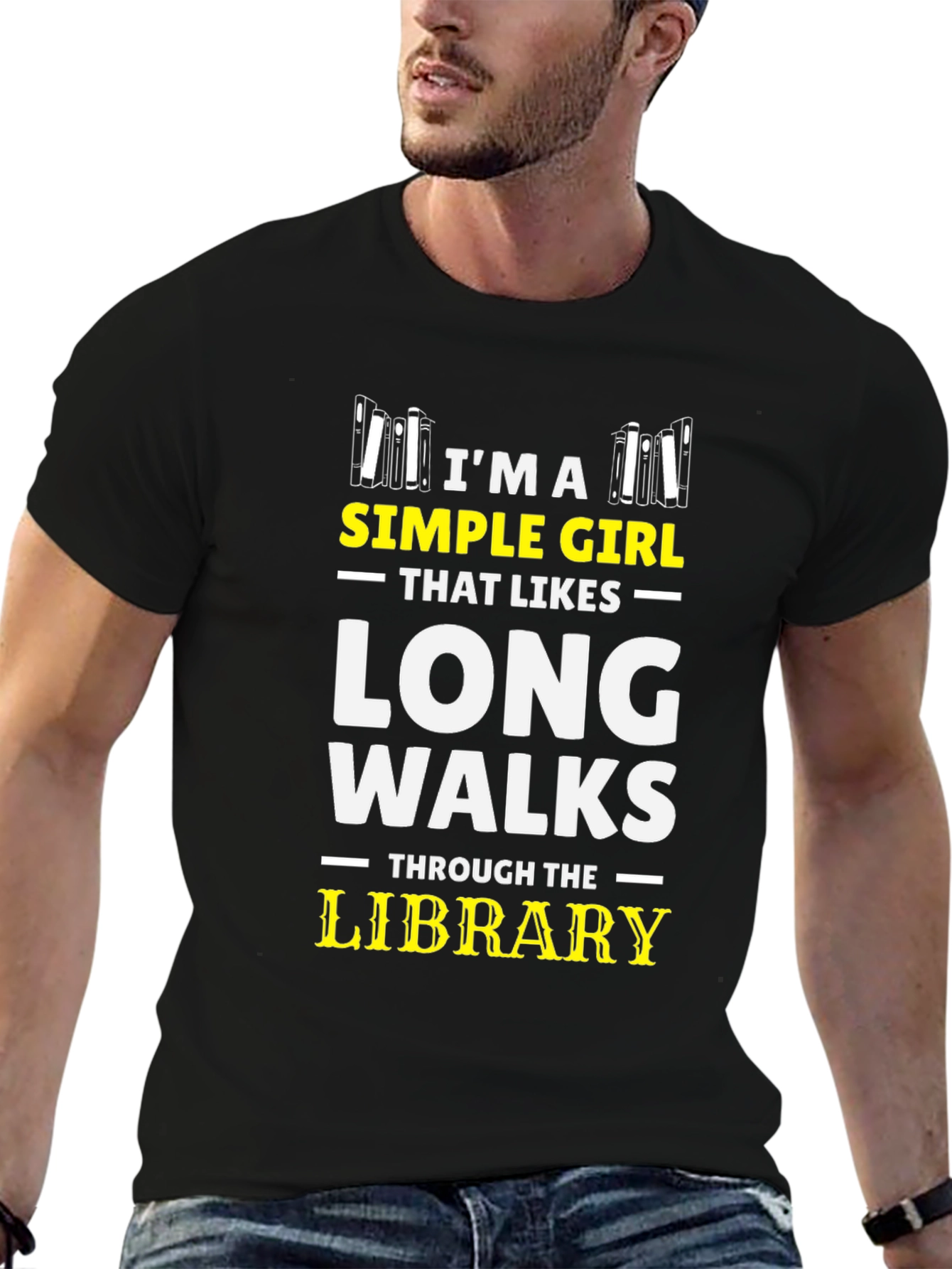 Simple Girl Library Walks Black Graphic Tee