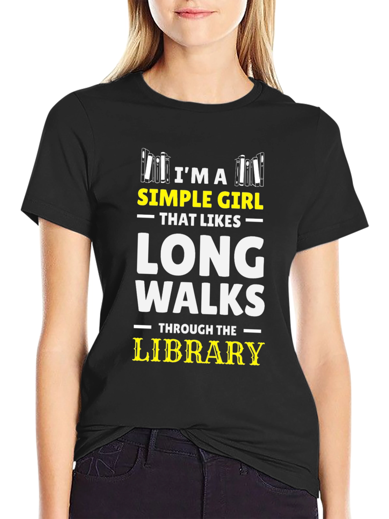 Simple Girl Library Walks Black Graphic Tee