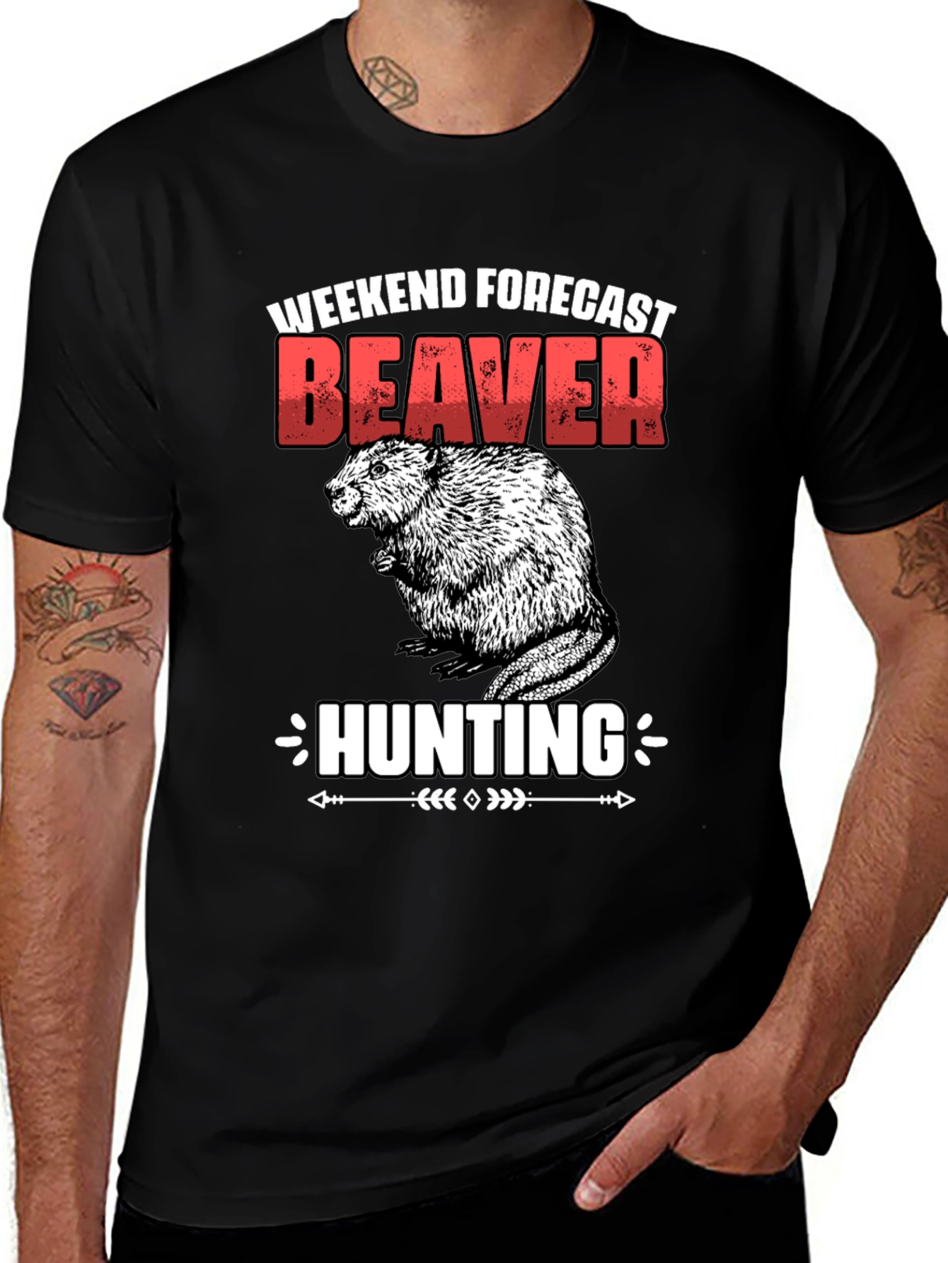 Weekend Forecast Beaver Hunting Graphic Tee