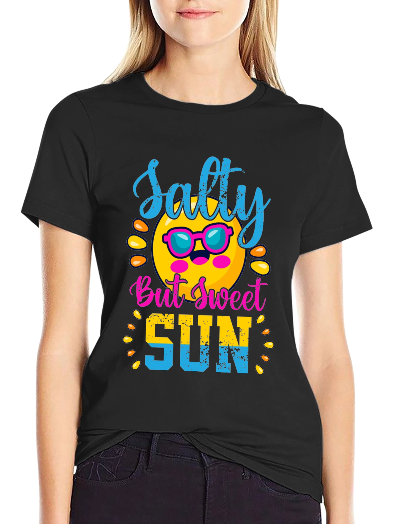 Salty But Sweet Sun Graphic Tee - Black