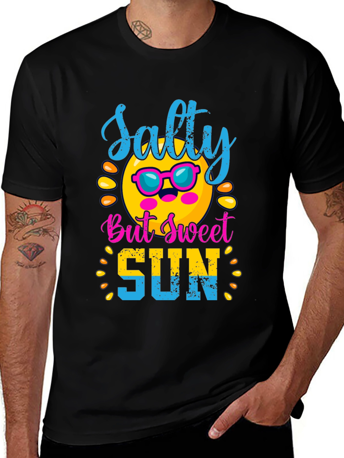 Salty But Sweet Sun Graphic Tee - Black