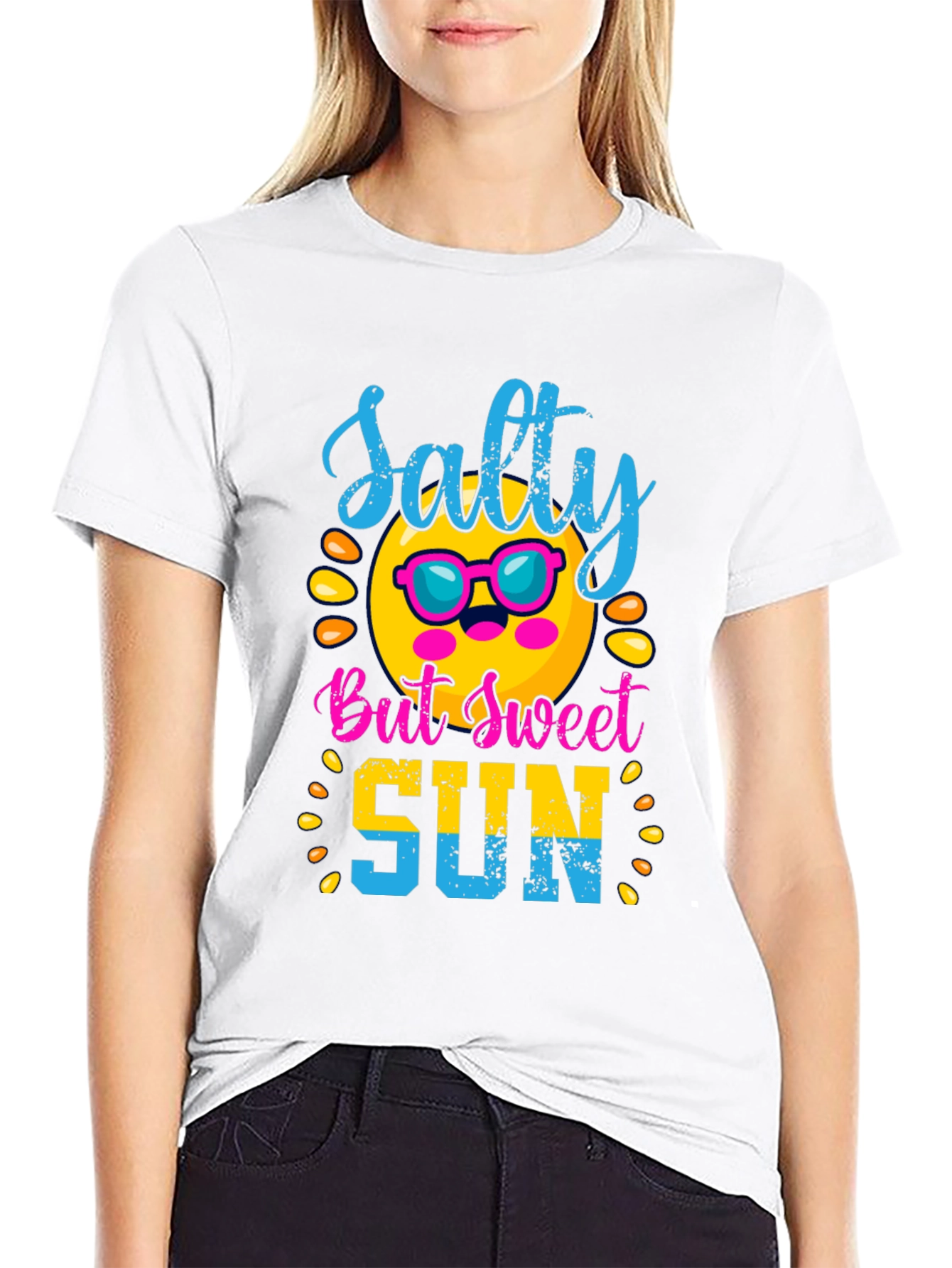 Salty But Sweet Sun Graphic Tee - Black