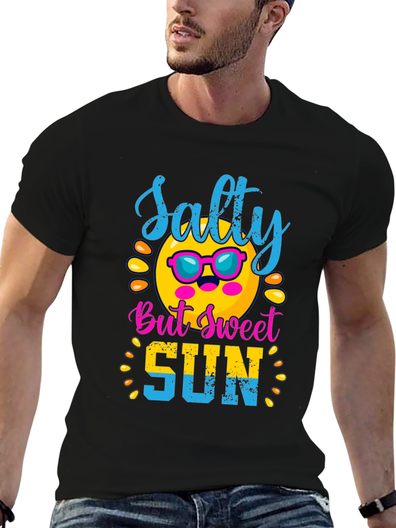 Salty But Sweet Sun Graphic Tee - Black