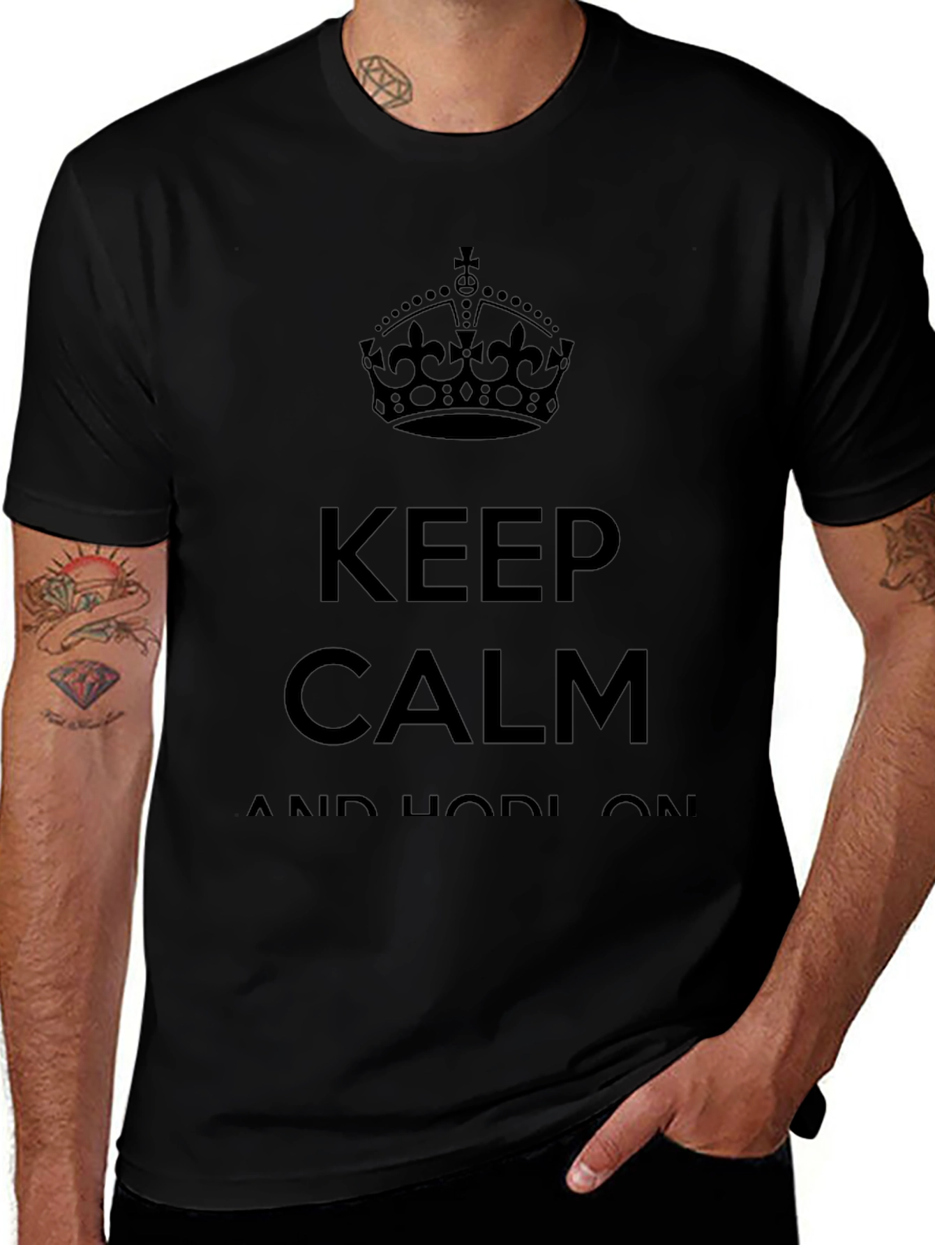 Keep Calm and Hodl On Black T-Shirt