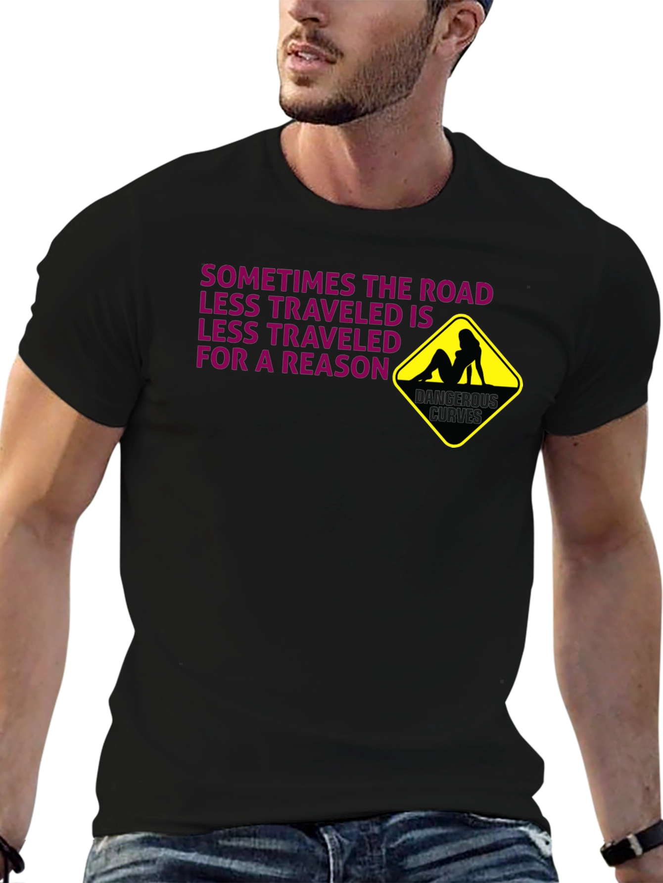 Dangerous Curves T-Shirt: Risky Humor Graphic Tee
