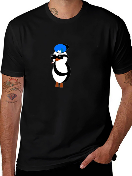 Cool Penguin Graphic Tee - Black T-Shirt