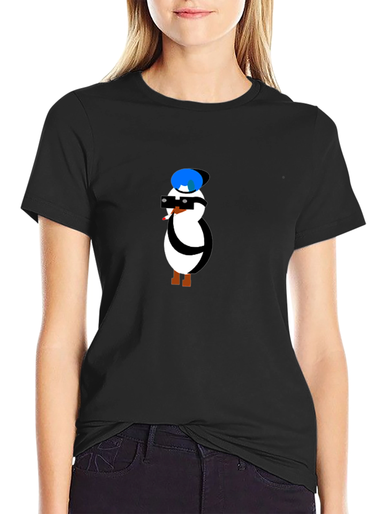 Cool Penguin Graphic Tee - Black T-Shirt