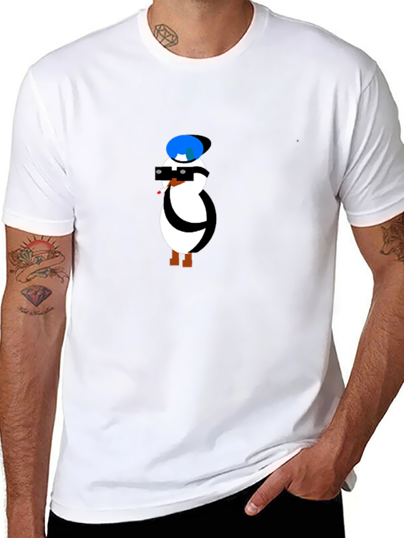 Cool Penguin Graphic Tee - Black T-Shirt