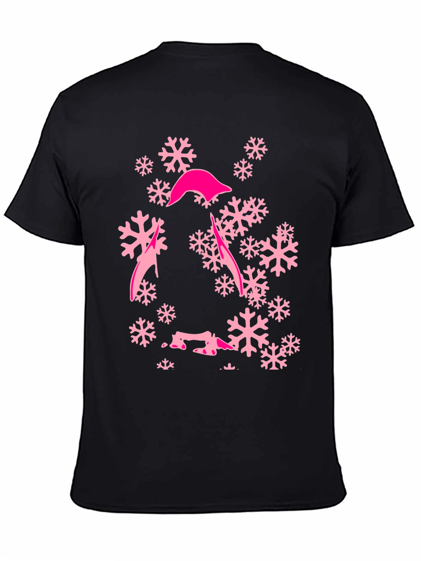 Pink Snowflake Graphic T-Shirt - Stylish Winter Tee