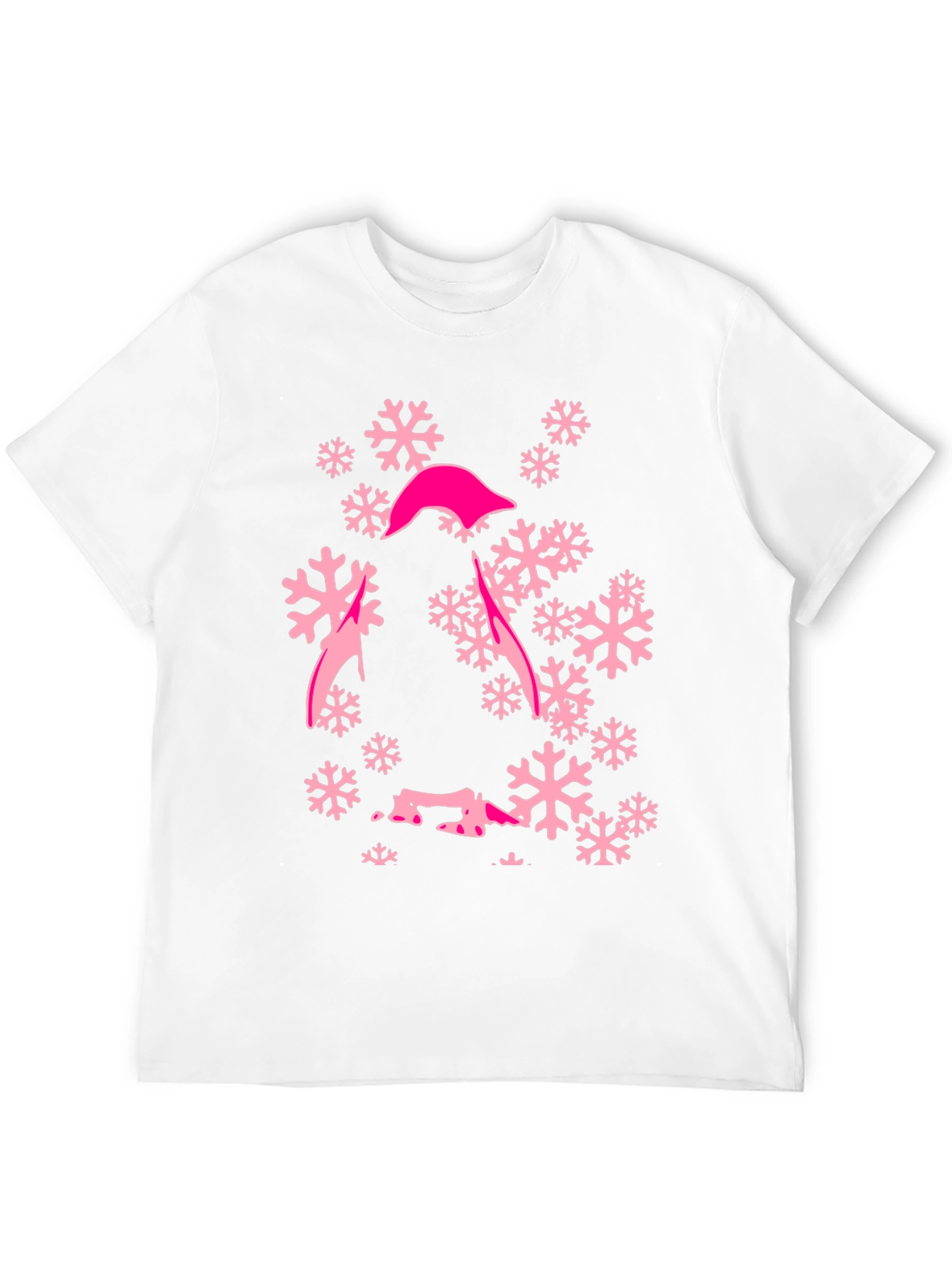 Pink Snowflake Graphic T-Shirt - Stylish Winter Tee