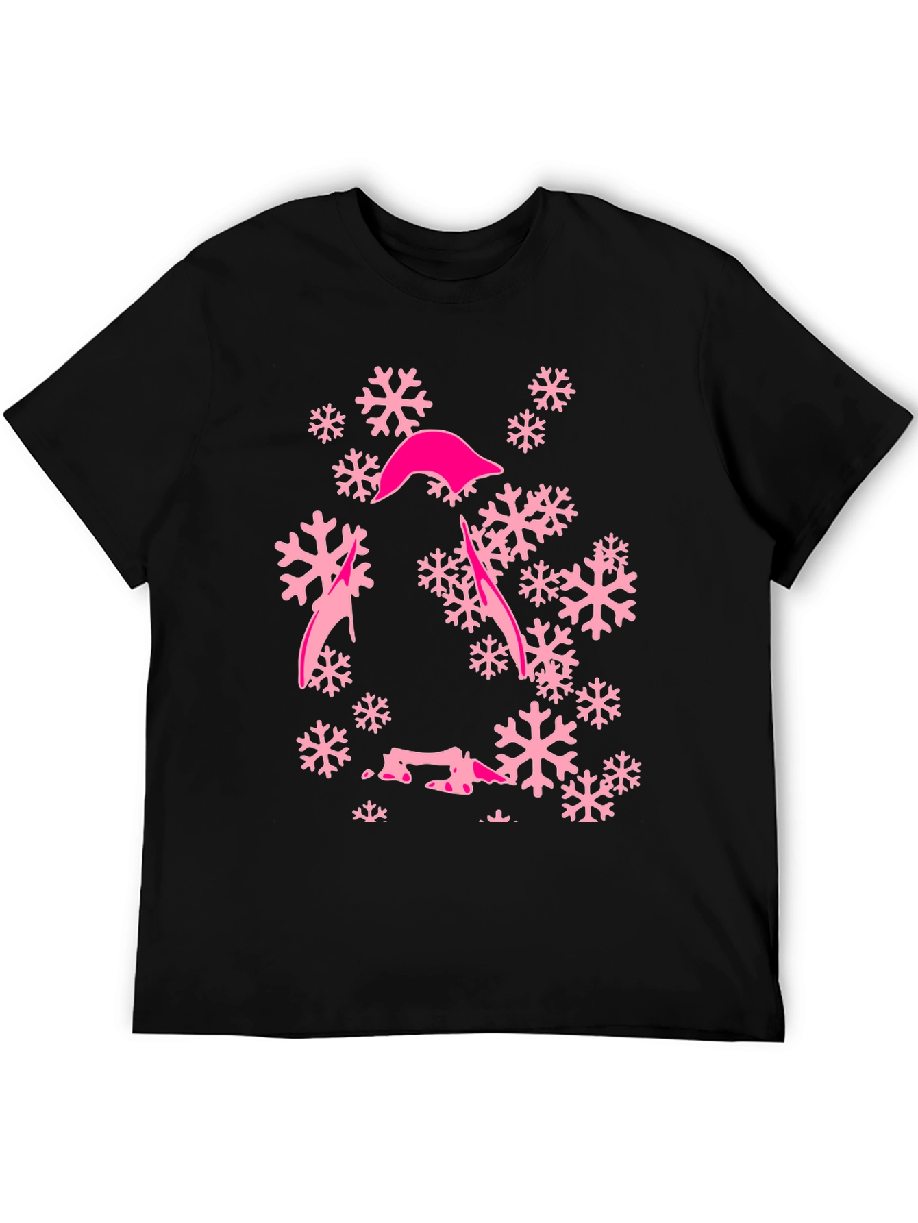 Pink Snowflake Graphic T-Shirt - Stylish Winter Tee