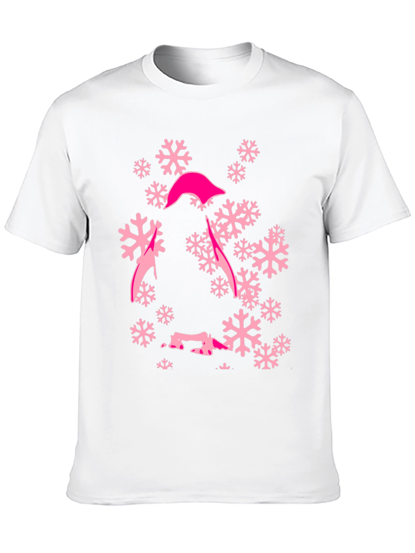Pink Snowflake Graphic T-Shirt - Stylish Winter Tee