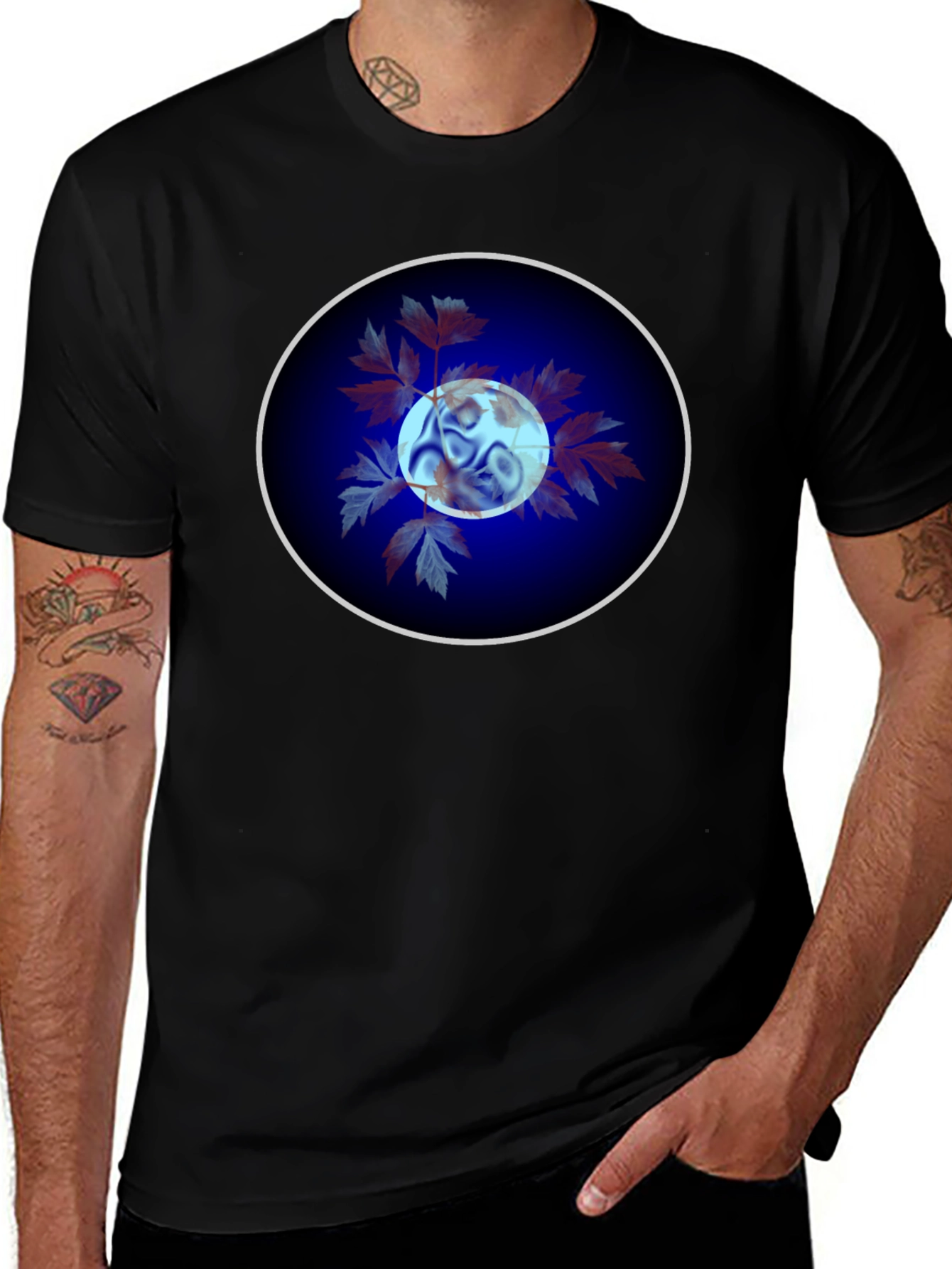 Abstract Circle Graphic Tee - Black