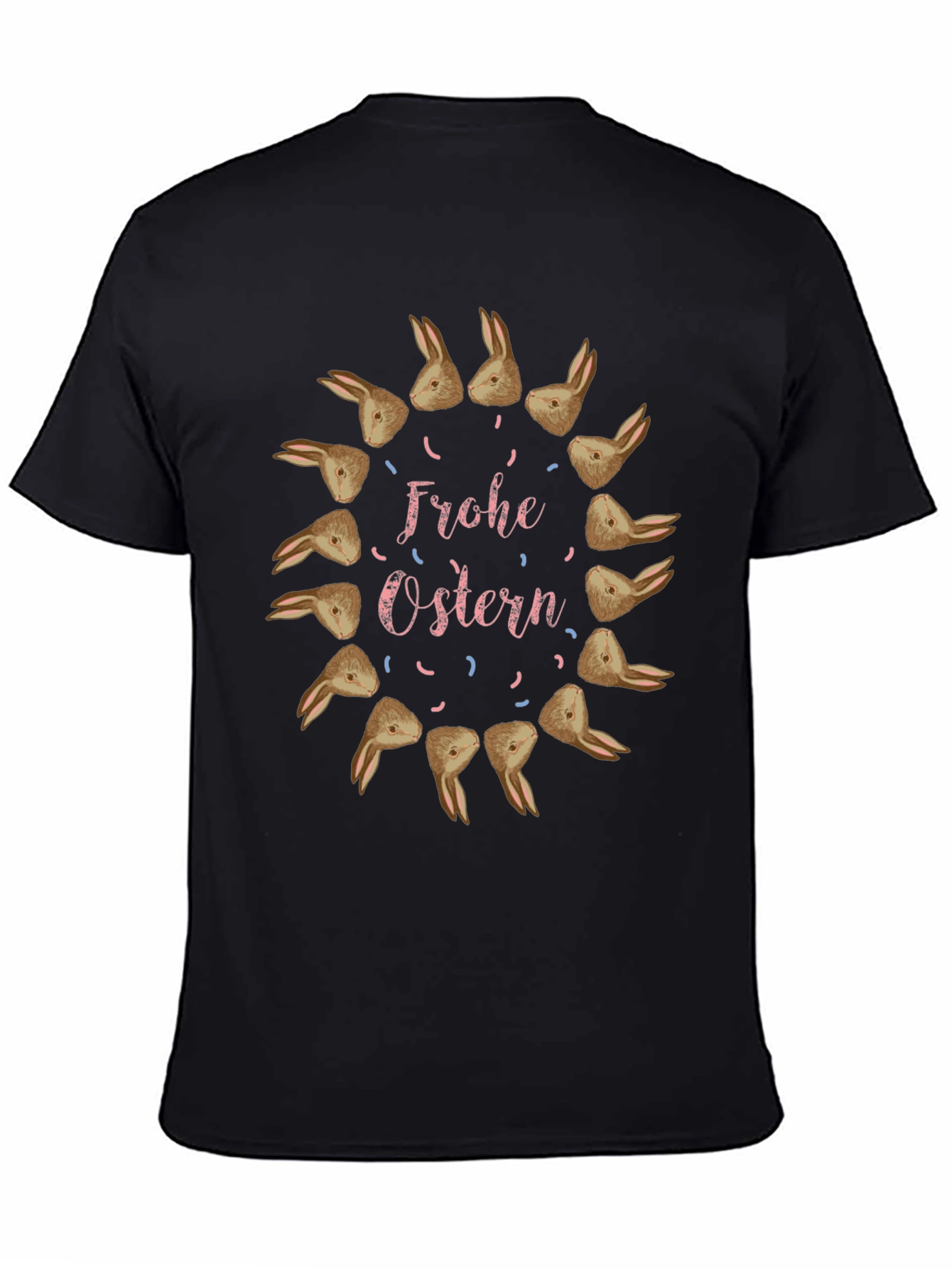 Frohe Ostern Bunny Circle Black Tee