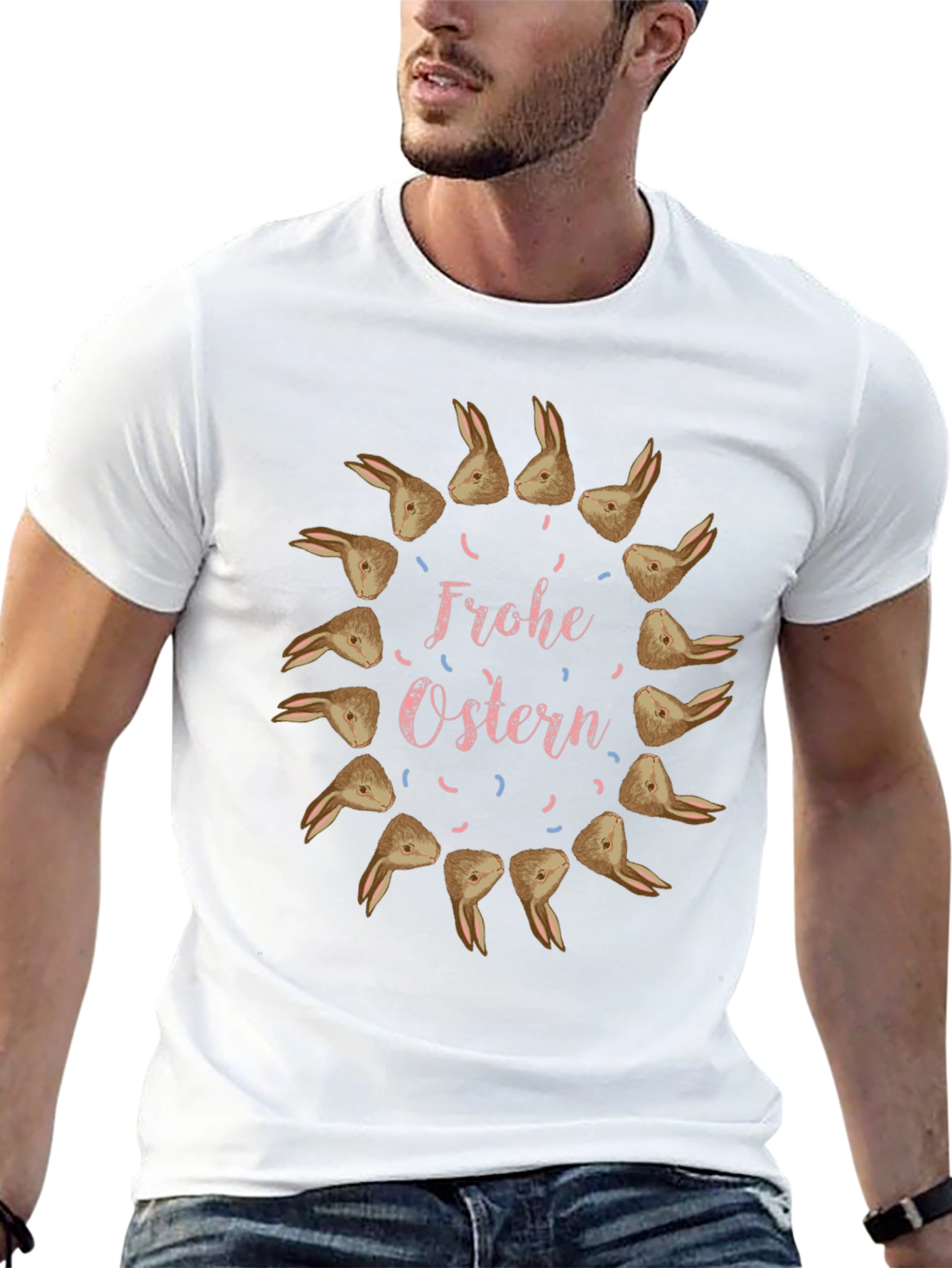 Frohe Ostern Bunny Circle Black Tee