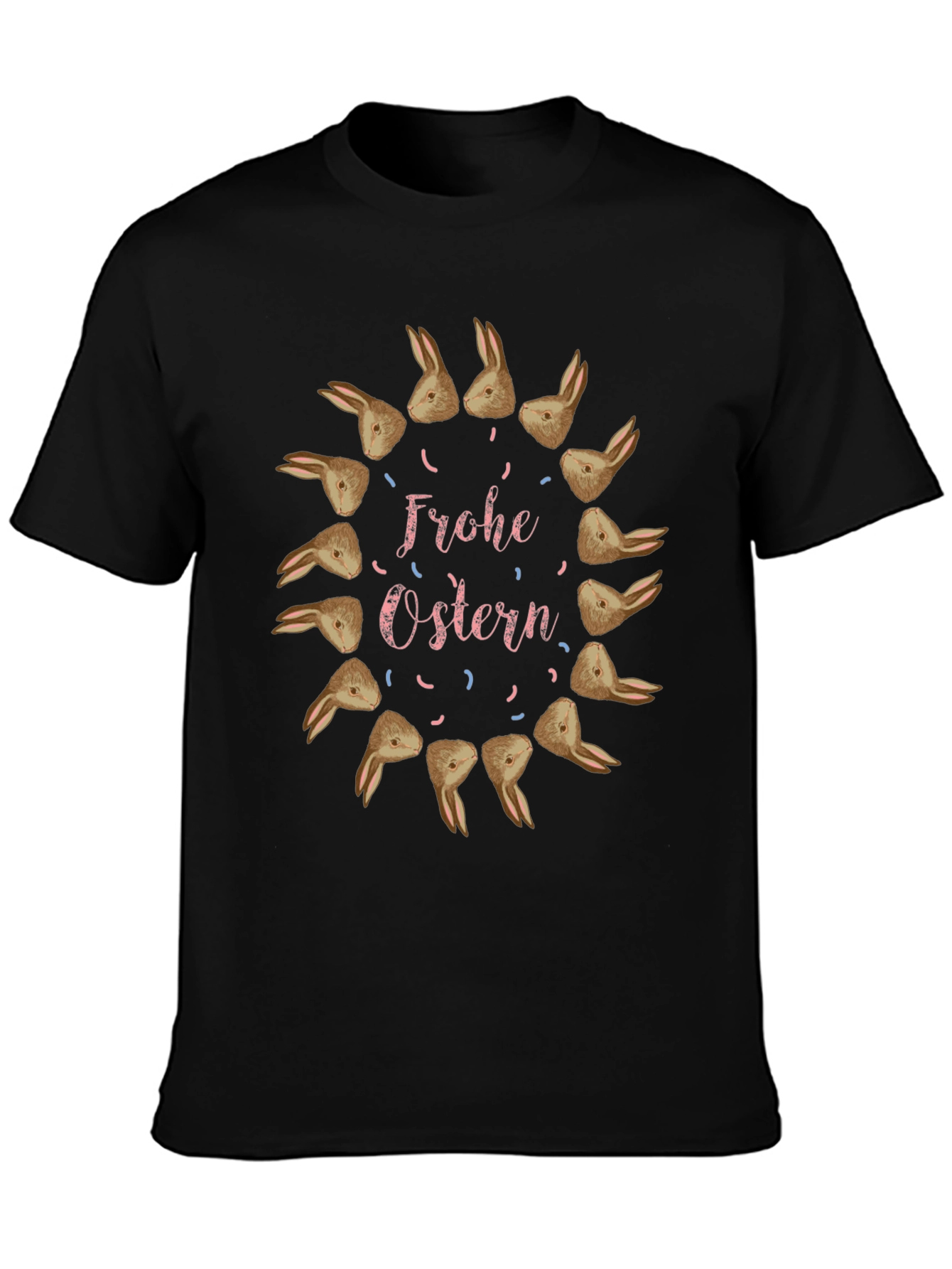 Frohe Ostern Bunny Circle Black Tee