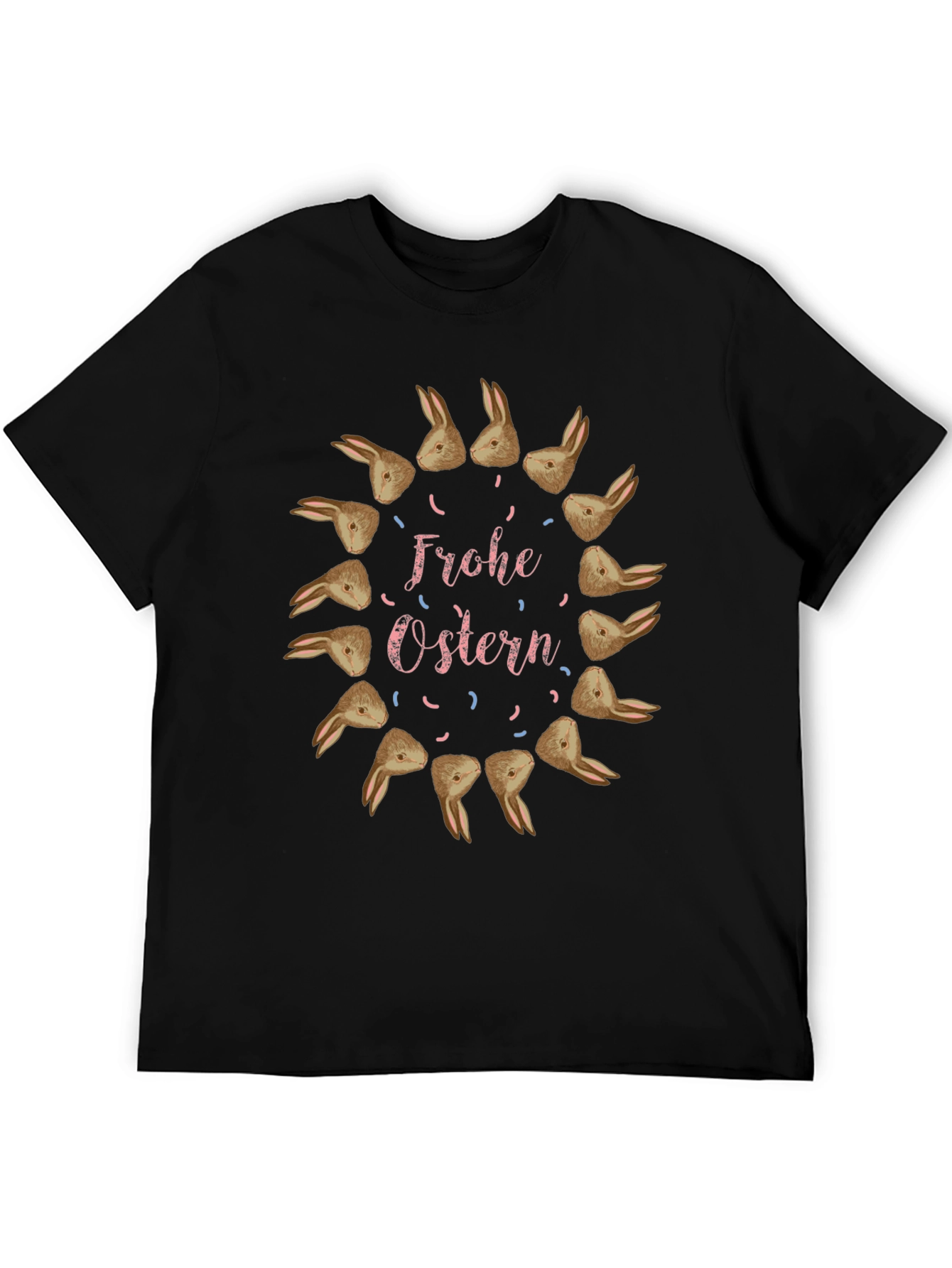 Frohe Ostern Bunny Circle Black Tee