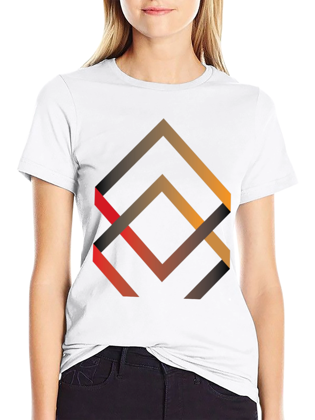 Geometric Arrow Design Black T-Shirt