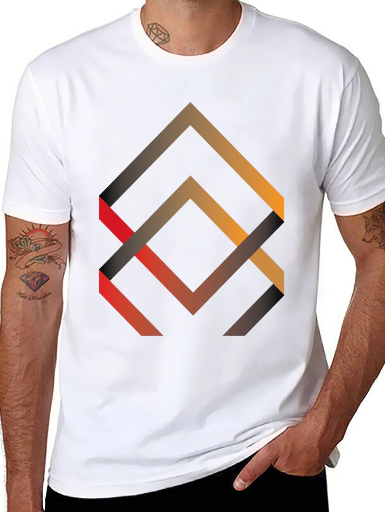 Geometric Arrow Design Black T-Shirt