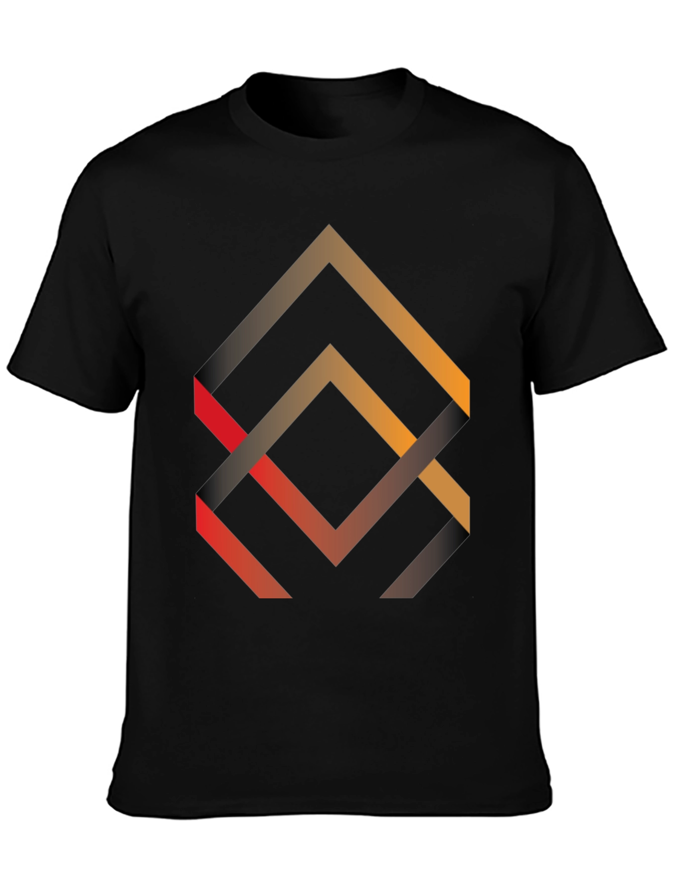 Geometric Arrow Design Black T-Shirt