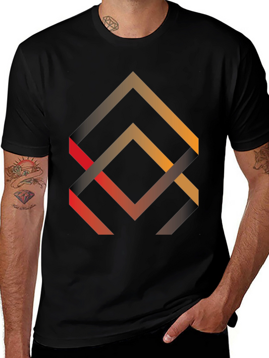 Geometric Arrow Design Black T-Shirt