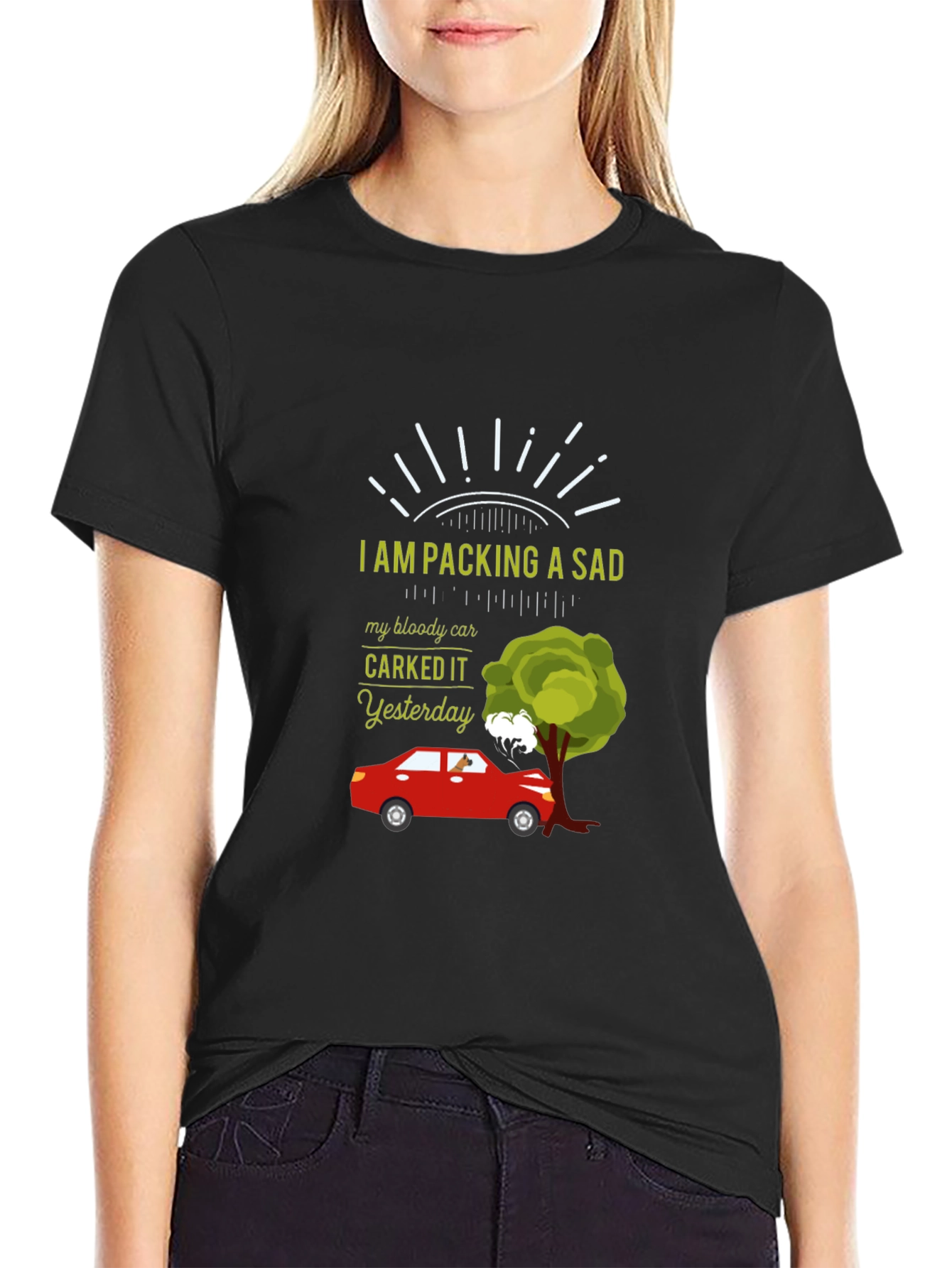 Sad Car T-Shirt - Carked It Yesterday Design