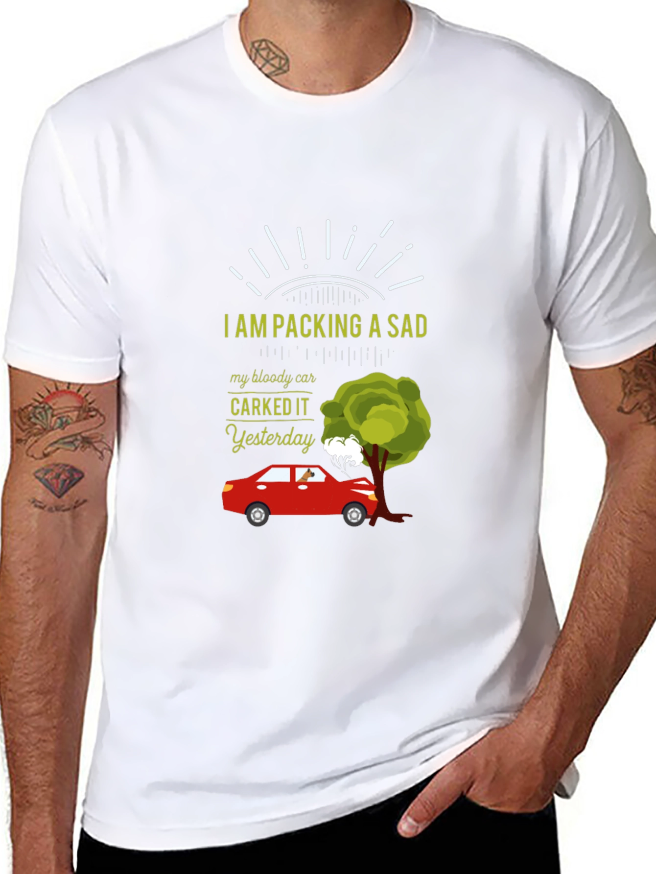 Sad Car T-Shirt - Carked It Yesterday Design