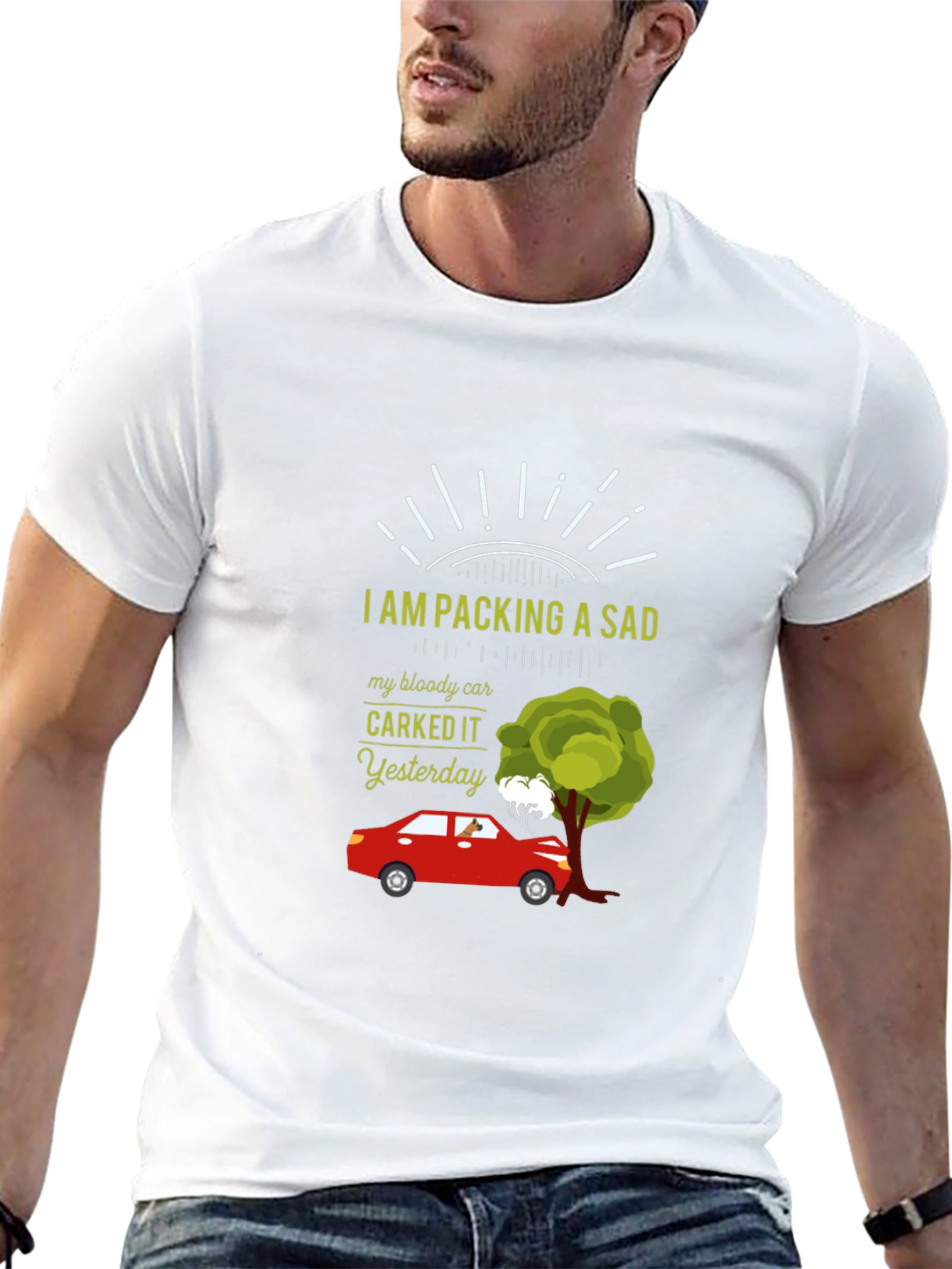Sad Car T-Shirt - Carked It Yesterday Design