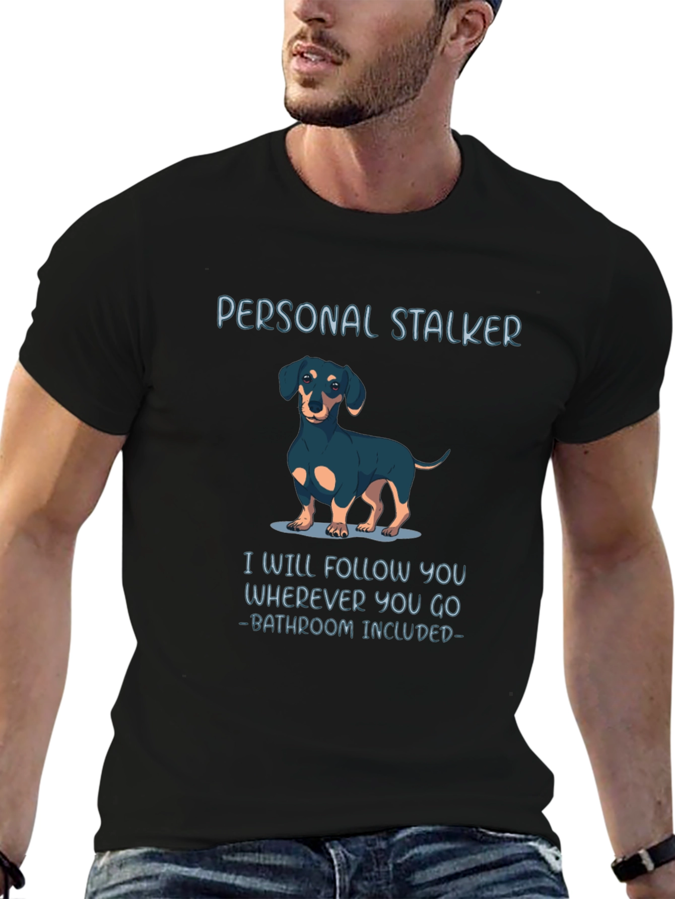 Personal Stalker Dachshund Graphic Tee