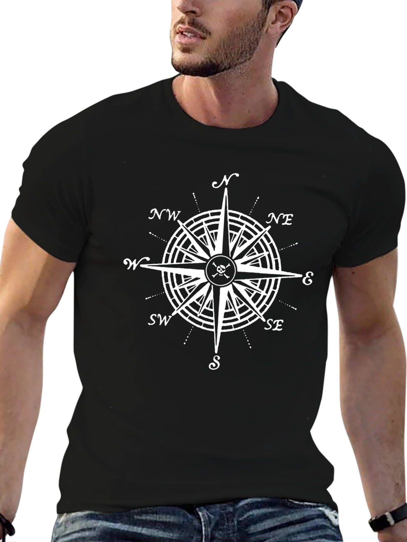 Compass Rose Skull T-Shirt - Black