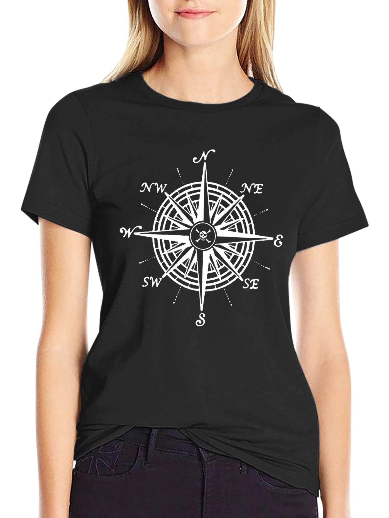 Compass Rose Skull T-Shirt - Black