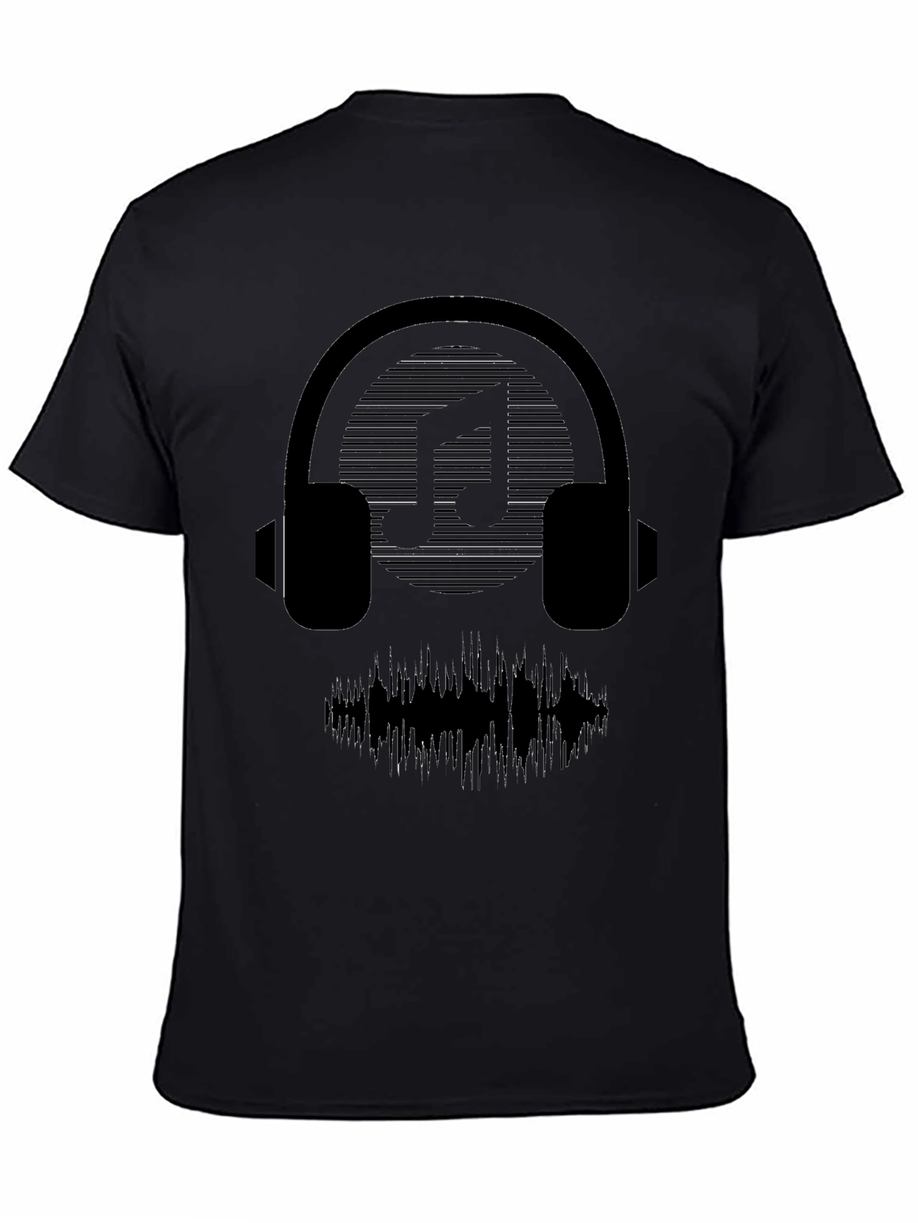 Headphones Music Graphic Black T-Shirt